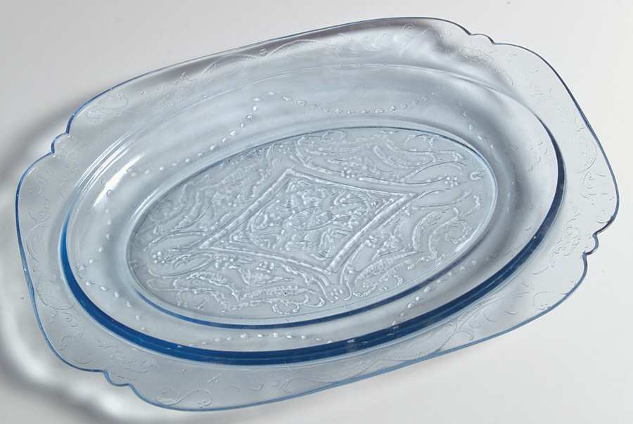 Madrid Blue 11" Oval Platter by Federal Glass -1