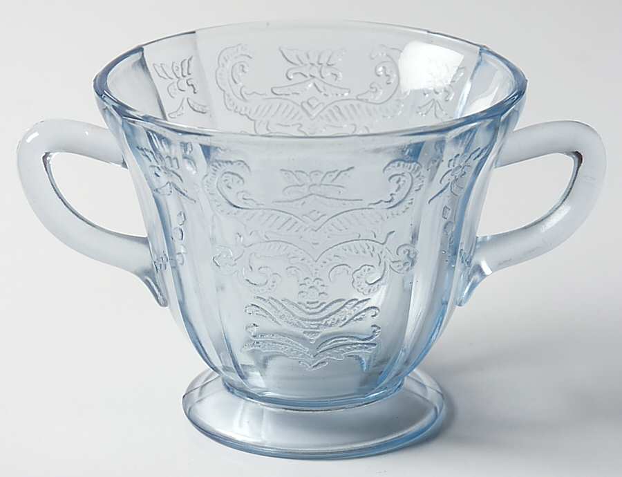 Madrid Blue Footed Open Sugar by Federal Glass -1