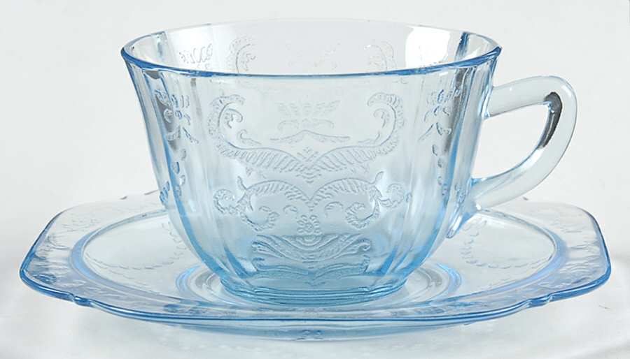 Madrid Blue Cup & Saucer Set by Federal Glass -1