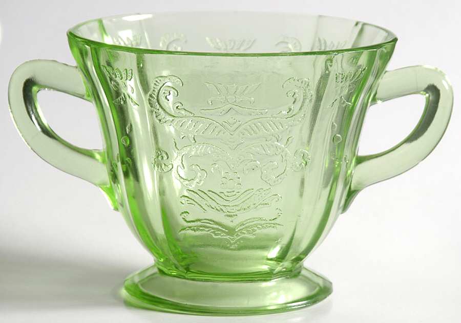 Madrid Green Footed Open Sugar by Federal Glass -1