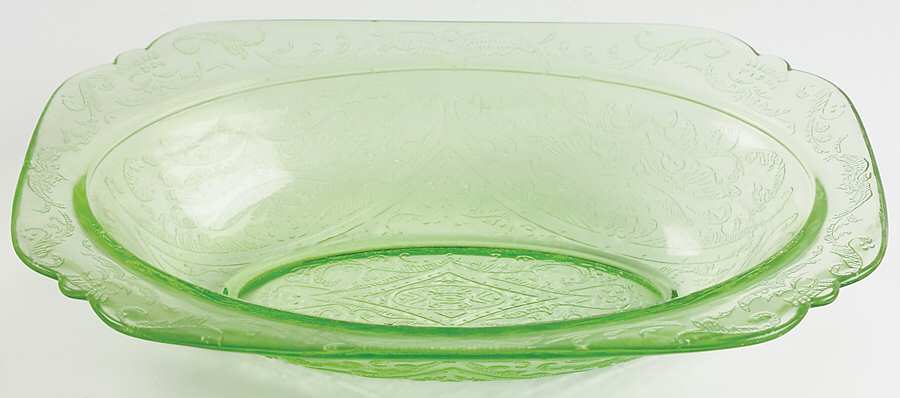 Madrid Green 10" Oval Vegetable Bowl by Federal Glass -1