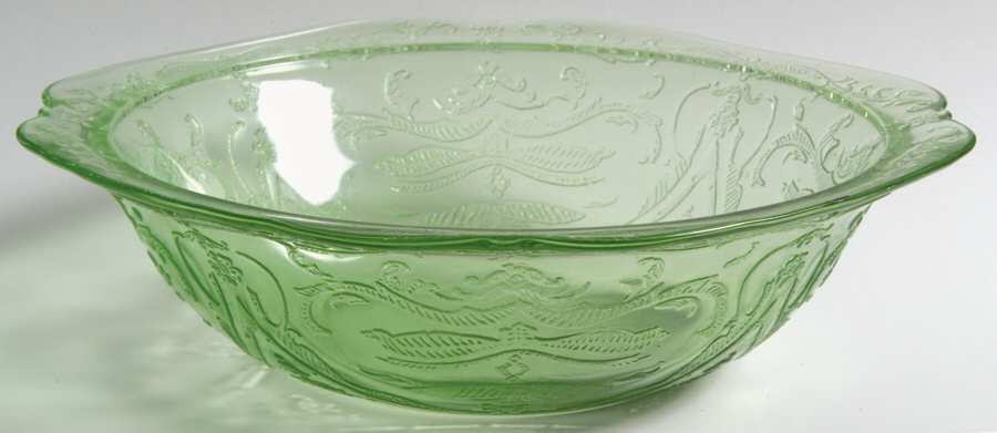 Madrid Green 8" Shallow Salad Bowl by Federal Glass -1