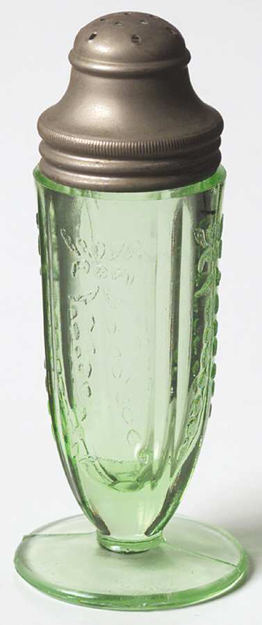 Madrid Green Footed Shaker & Metal Lid by Federal Glass -1