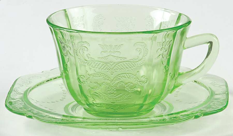 Madrid Green Cup & Saucer Set by Federal Glass -1
