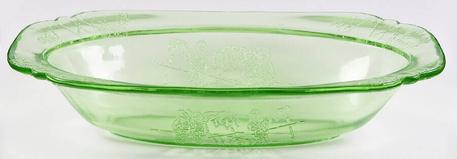Parrot Green Oval Vegetable Bowl by Federal Glass -1