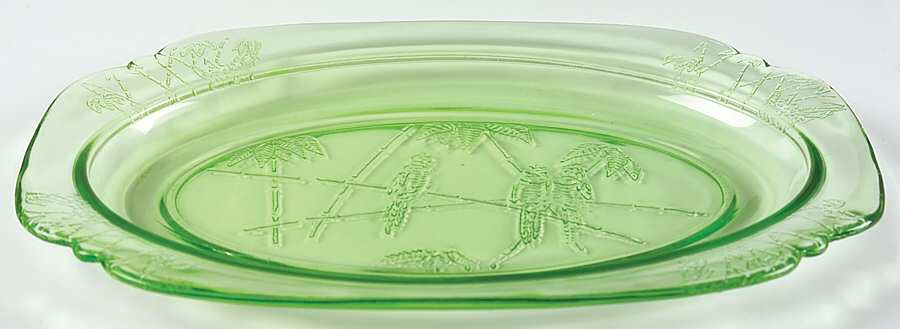 Parrot Green 11" Oval Platter by Federal Glass -1