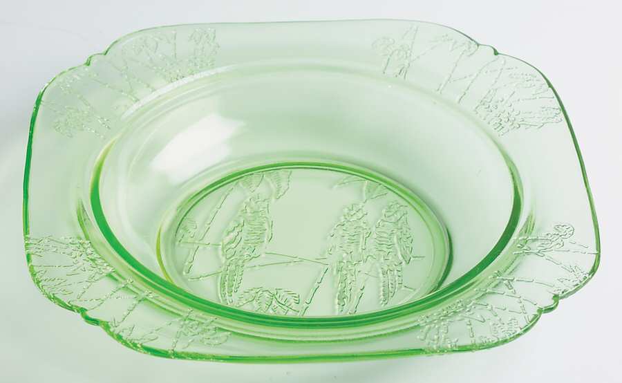 Parrot Green Round Butter Dish No Lid by Federal Glass -1
