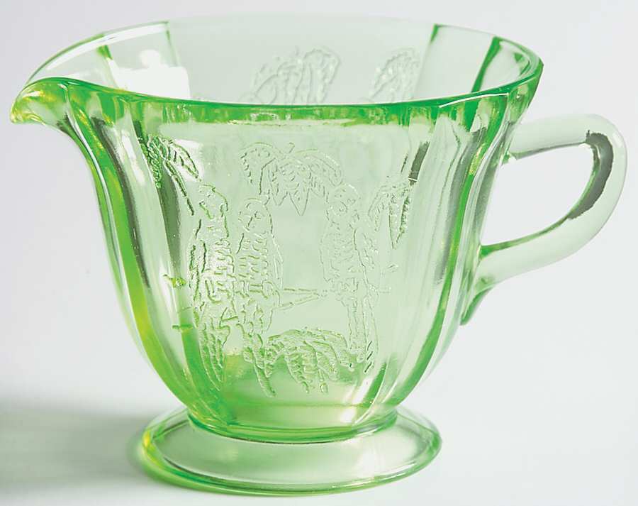 Parrot Green Footed Creamer by Federal Glass -1