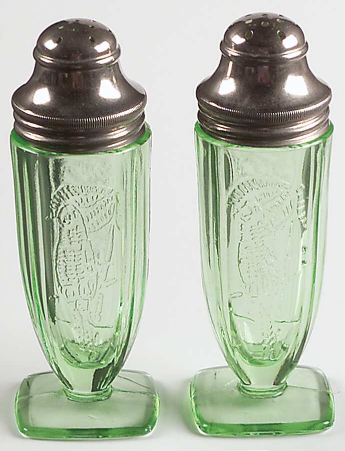 Parrot Green Shaker Set w/Metal Lids by Federal Glass -1