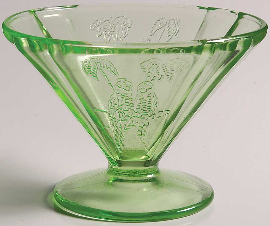 Parrot Green Cone Shape Footed Sherbet by Federal Glass -1