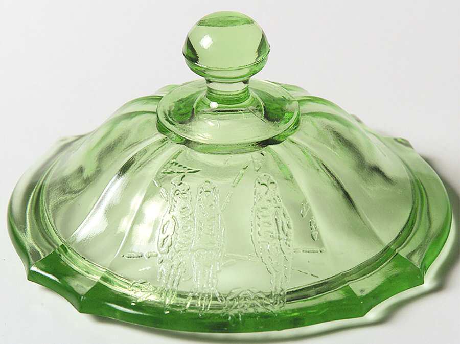 Parrot Green Lid for Footed Sugar Bowl by Federal Glass -1