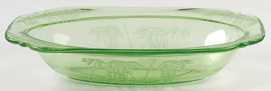 Parrot Green Oval Vegetable Bowl by Federal Glass -1
