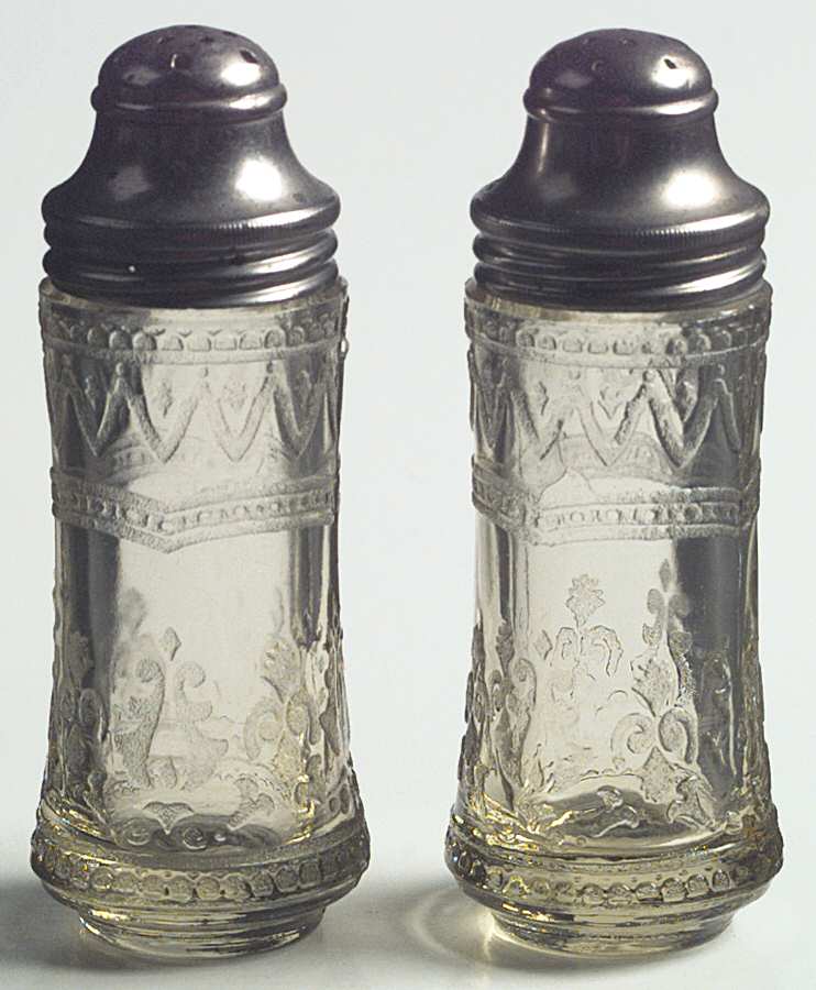 Patrician Amber Shaker Set w/Metal Lids by Federal Glass -1