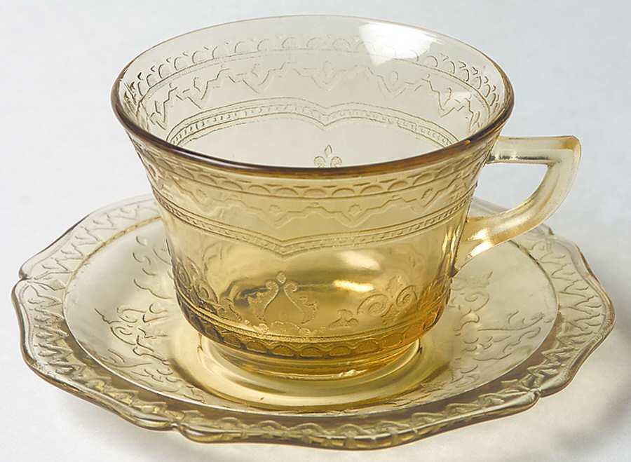 Patrician Amber Cup & Saucer Set by Federal Glass -1