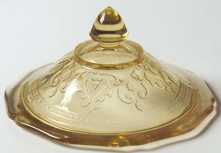 Patrician Amber Lid for Footed Sugar Bowl by Federal Glass -1