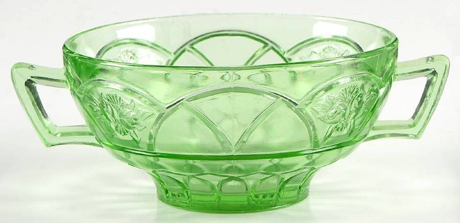 Rosemary Green Cream Soup Bowl by Federal Glass -1