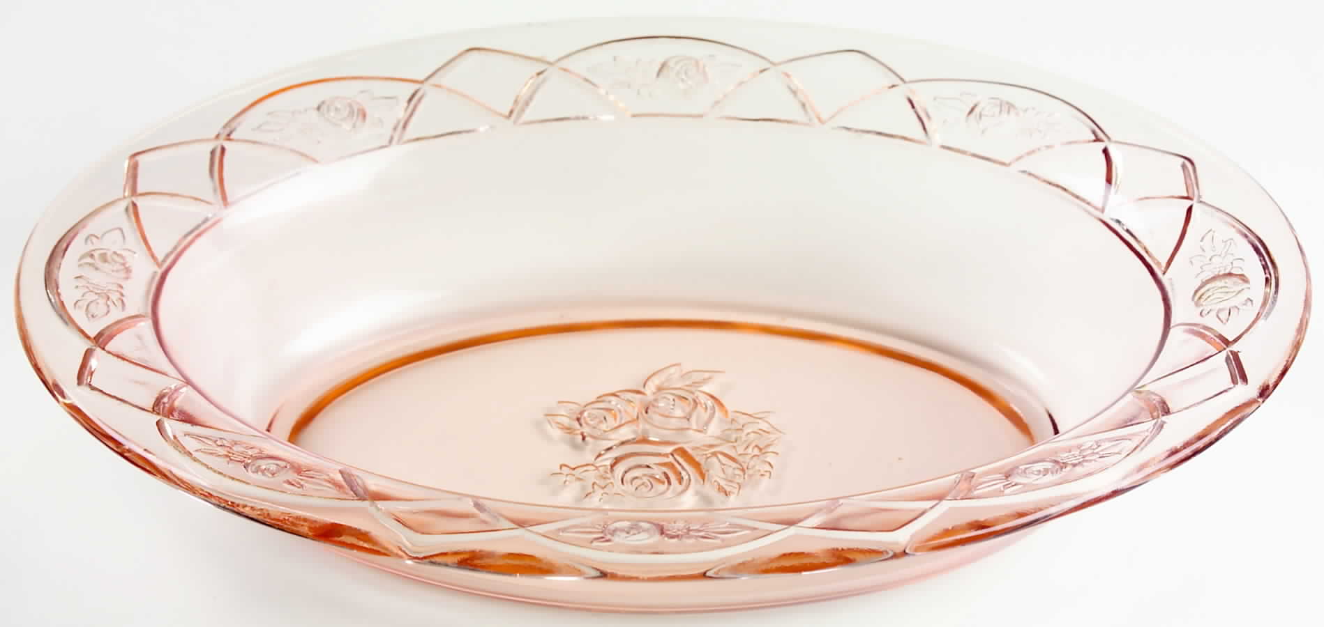 Rosemary Pink Oval Vegetable Bowl by Federal Glass -1