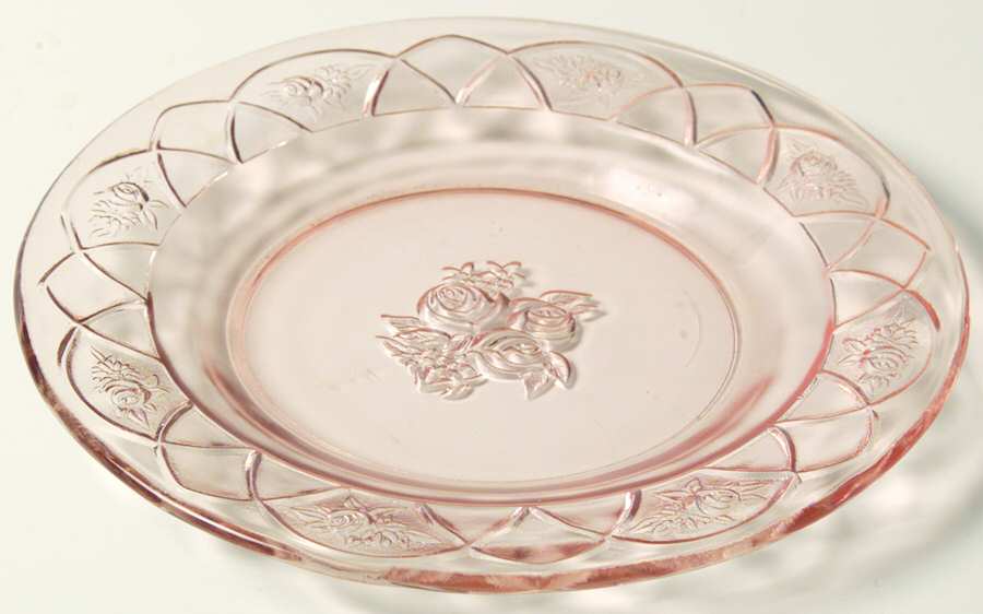 Rosemary Pink Salad Plate by Federal Glass -1