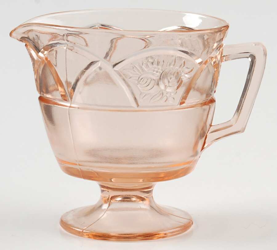Rosemary Pink Footed Creamer by Federal Glass -1