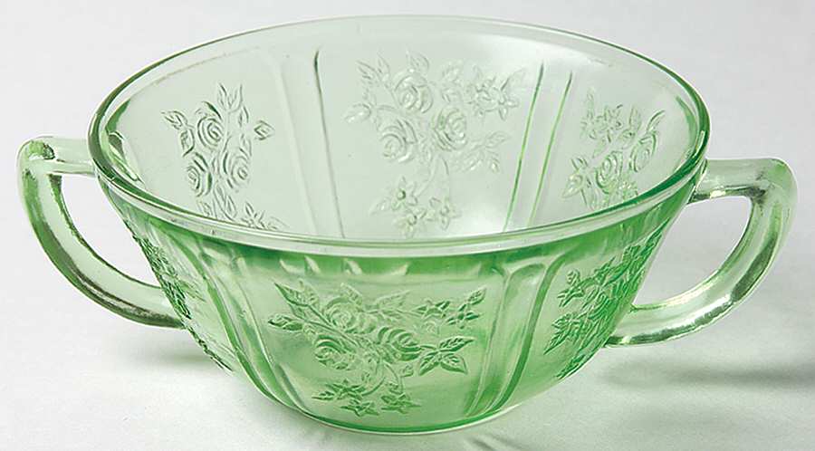 Sharon Green Cream Soup Bowl by Federal Glass -1