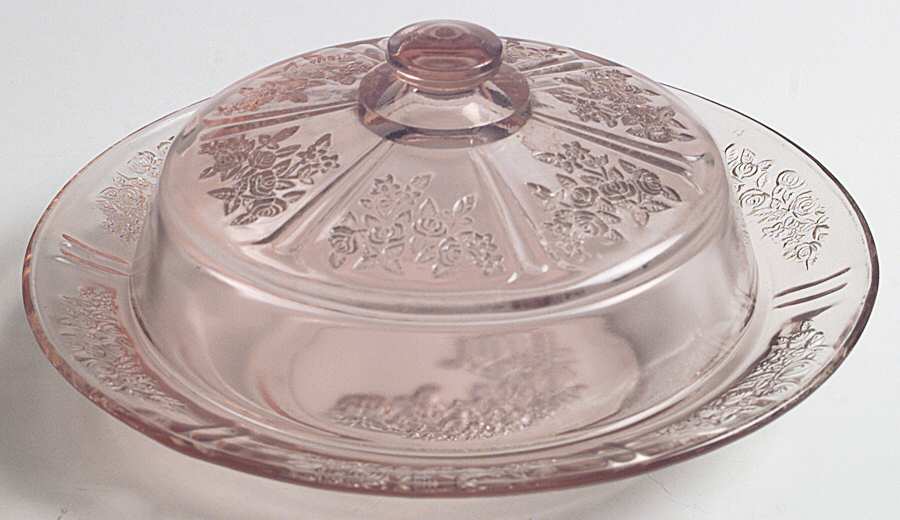 Sharon Pink Round Covered Butter by Federal Glass -1