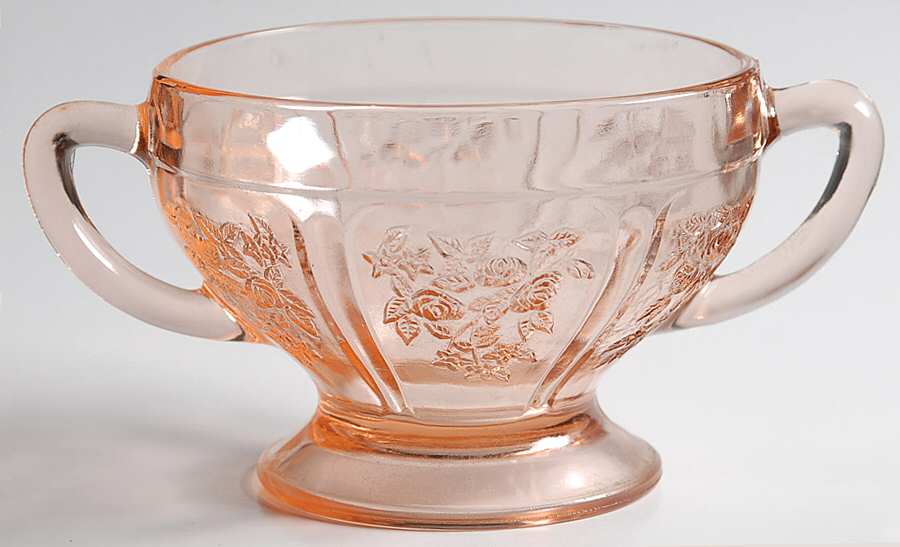 Sharon Pink Footed Open Sugar by Federal Glass -1