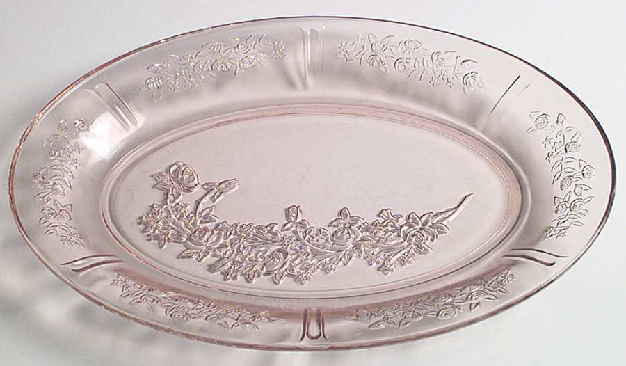 Sharon Pink 12" Oval Platter by Federal Glass -1