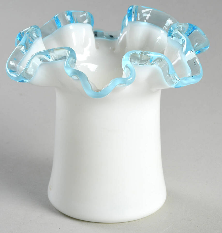 Aqua Crest (Pale Blue) 4" Double Crimped Vase by Fenton-1