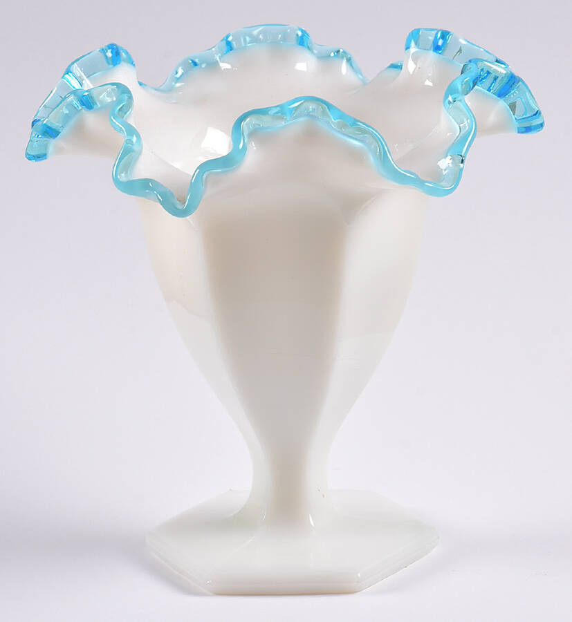 Aqua Crest (Pale Blue) 6" Triangular Vase by Fenton-1
