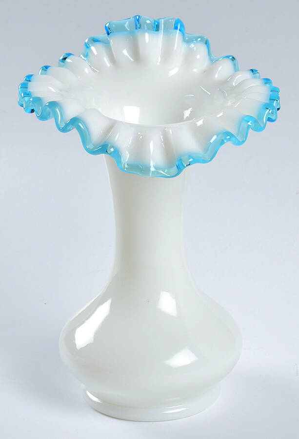 Aqua Crest (Pale Blue) 8" Double Crimped Vase by Fenton-1