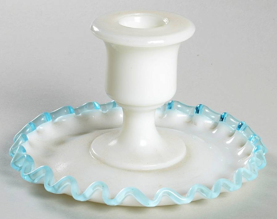 Aqua Crest (Pale Blue) Flat Candleholder by Fenton-1