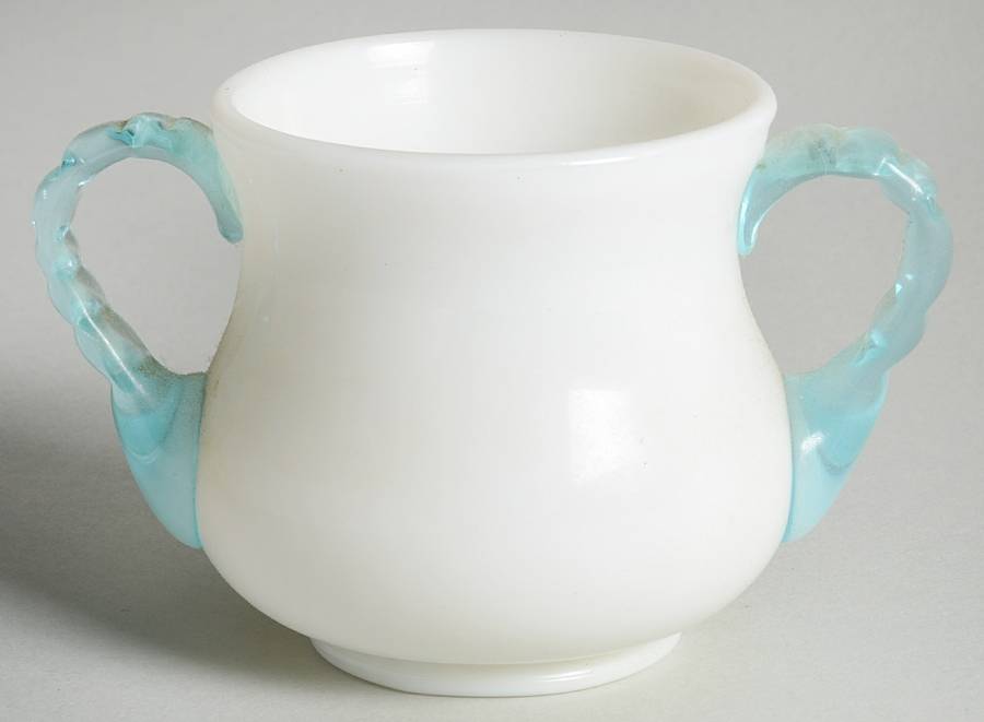Aqua Crest (Pale Blue) Footed Open Sugar by Fenton-1