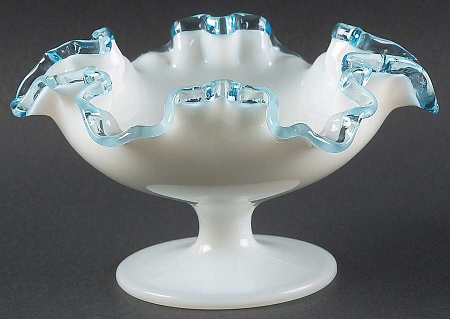 Aqua Crest (Pale Blue) Round Compote (Height X Width) by Fenton-1