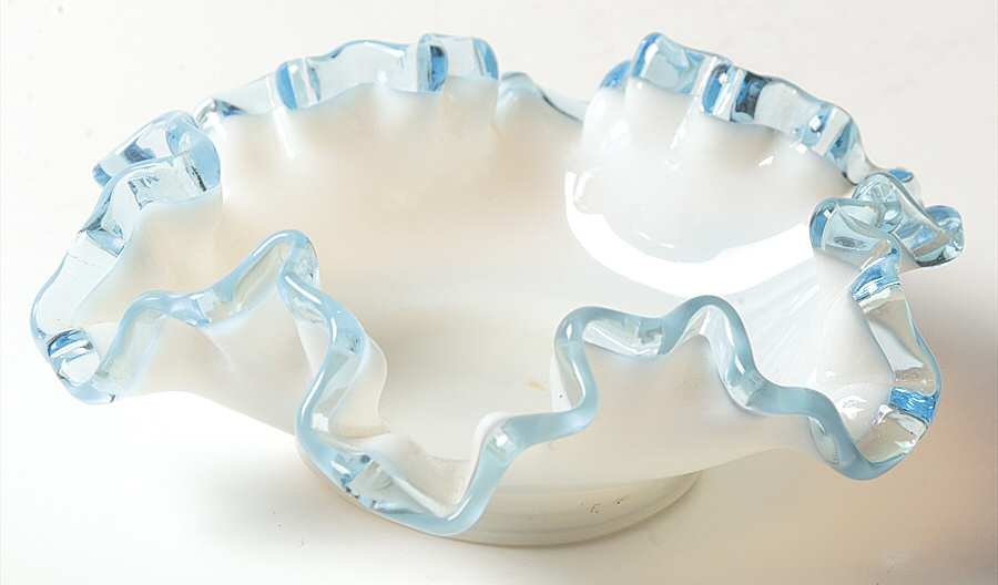 Aqua Crest (Pale Blue) 5" Double Crimped Bon Bon by Fenton-1