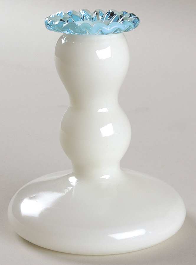 Aqua Crest (Pale Blue) 4" Single Light Candlestick by Fenton-1