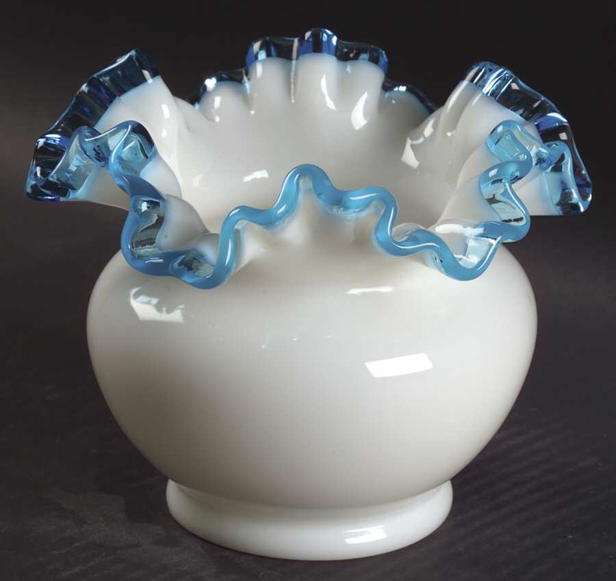 Aqua Crest (Pale Blue) 5" Double Crimped Vase by Fenton-1