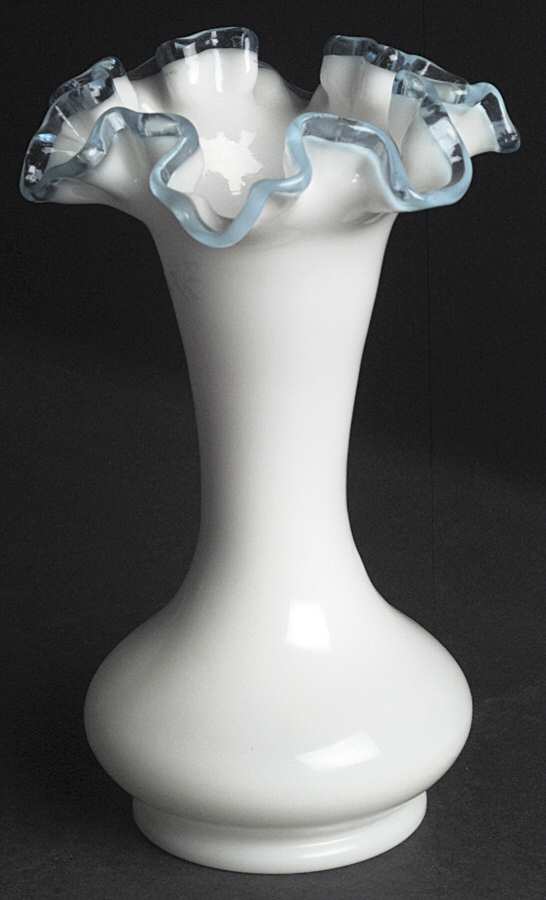 Aqua Crest (Pale Blue) 8" Double Crimped Vase by Fenton-1