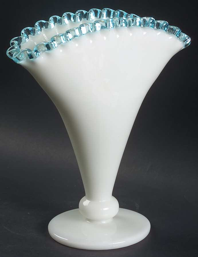 Aqua Crest (Pale Blue) 8" Fan Vase by Fenton-1