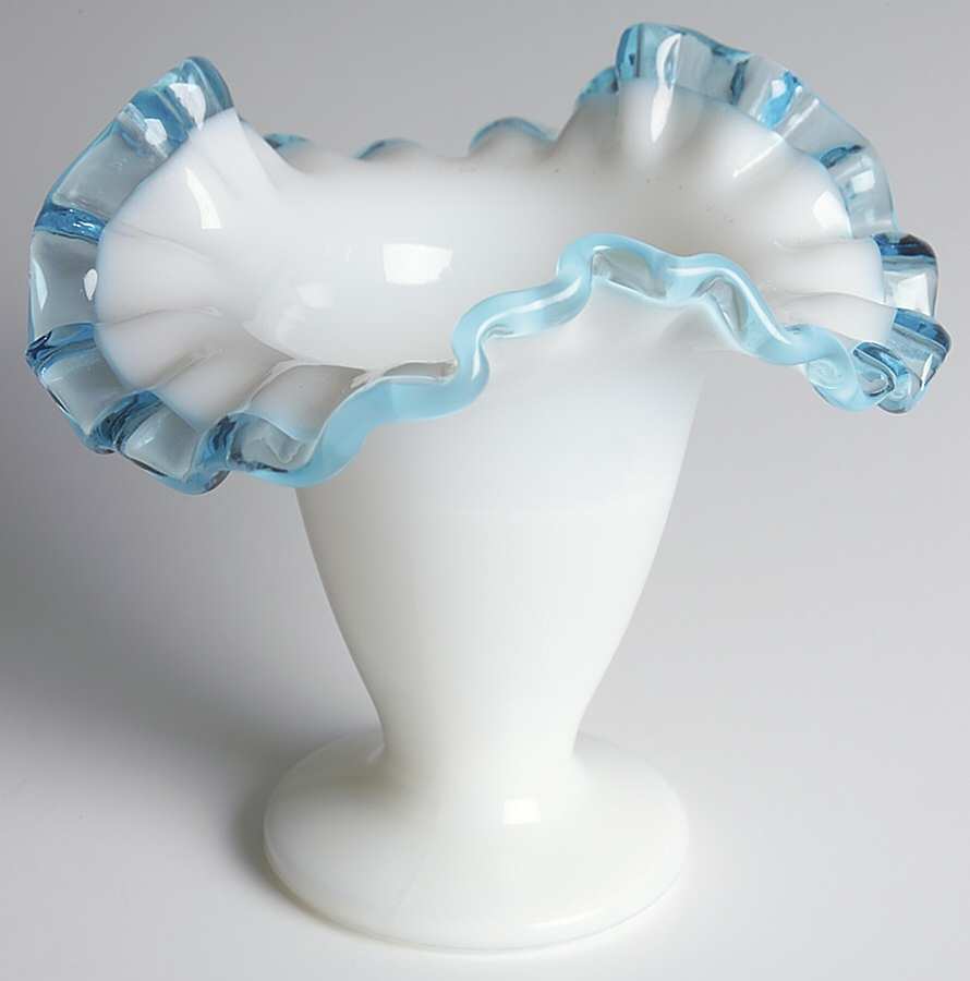 Aqua Crest (Pale Blue) 4" Triangular Vase by Fenton-1