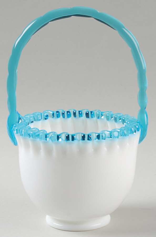 Aqua Crest (Pale Blue) #203 Crests 8" Basket by Fenton-1