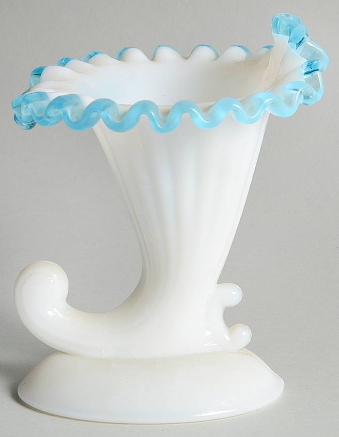 Aqua Crest (Pale Blue) Cornucopia/Candleholder by Fenton-1