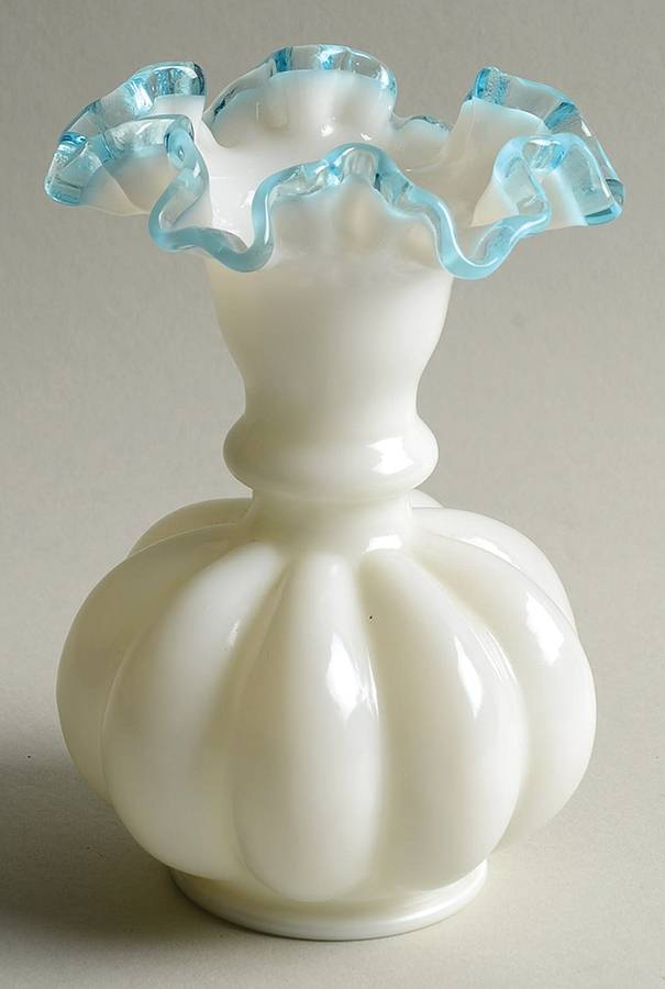 Aqua Crest (Pale Blue) 6" Jack in the Pulpit Crimped Vase by Fenton-1
