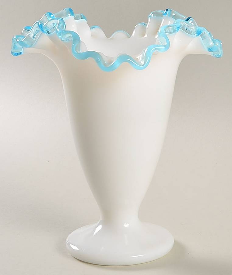 Aqua Crest (Pale Blue) 6" Square Crimped Vase by Fenton-1
