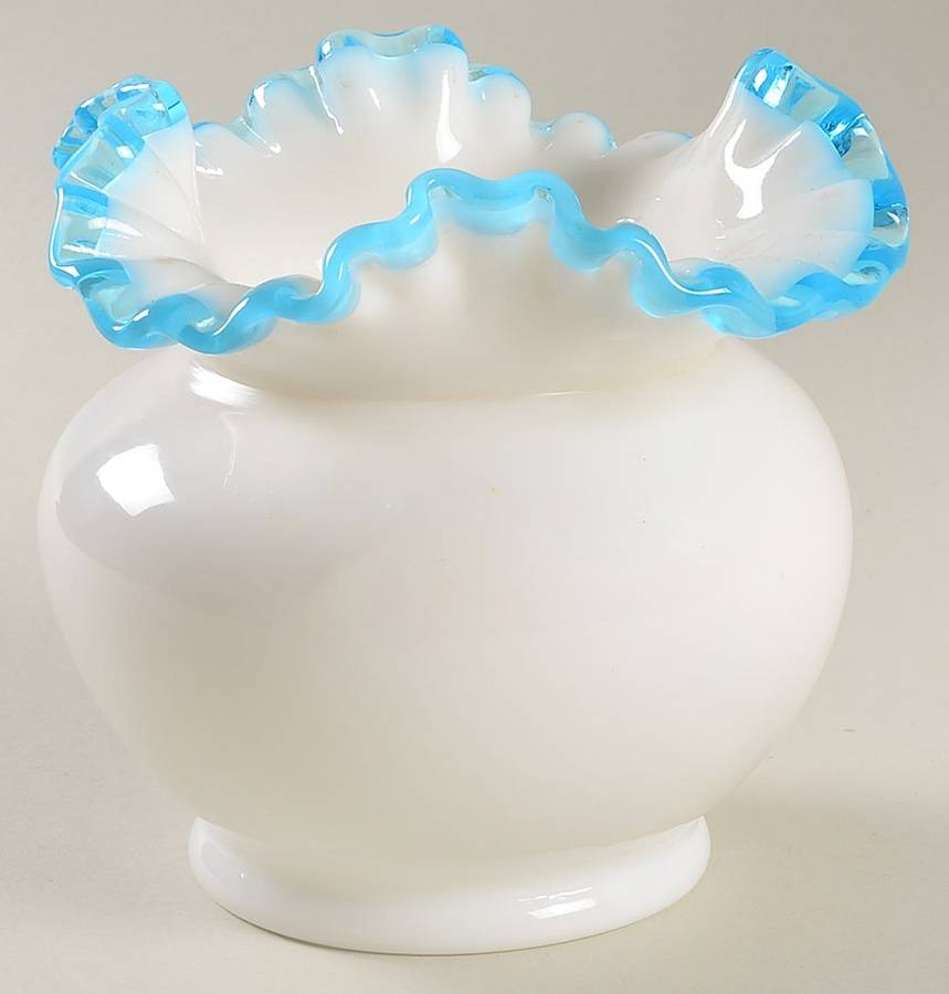 Aqua Crest (Pale Blue) 5" Crimped Square Vase by Fenton-1