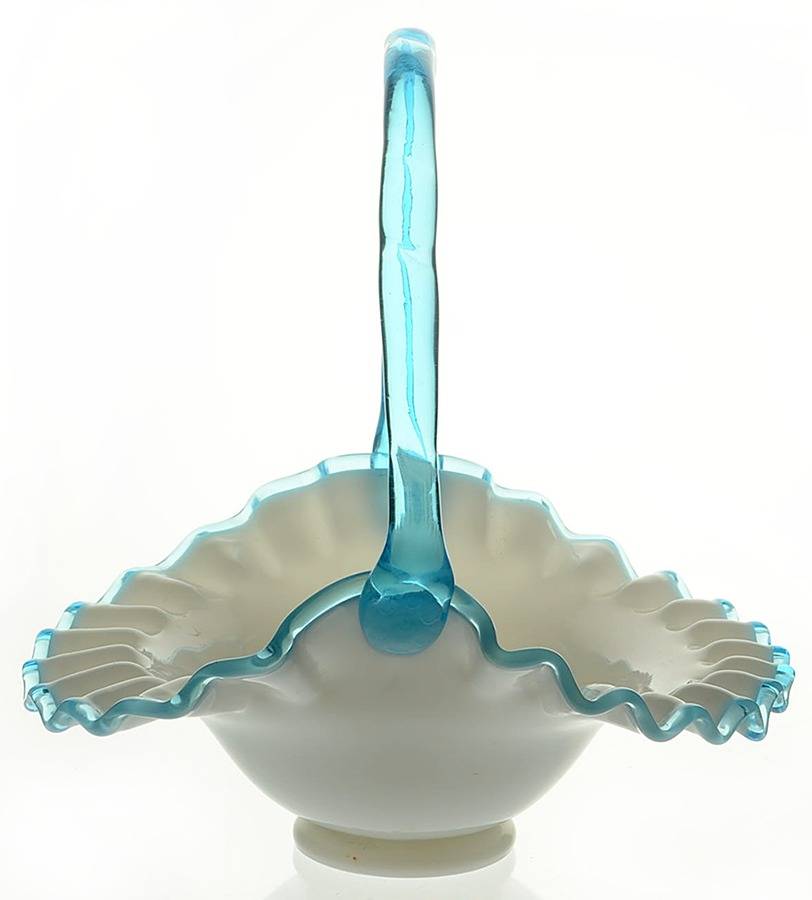 Aqua Crest (Pale Blue) #7237/203 Crests 7" Basket by Fenton-1