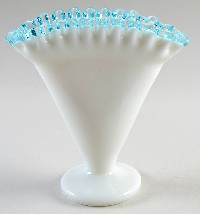 Aqua Crest (Pale Blue) 6" Fan Vase by Fenton-1