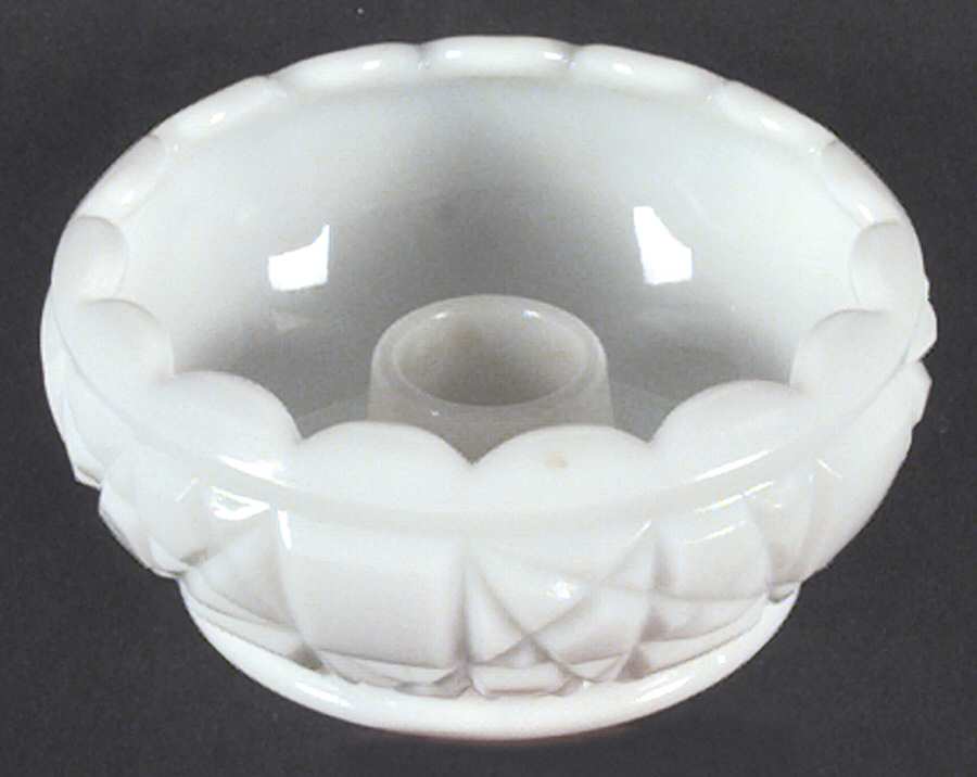 Block and Star Milk Glass Single Light Candlestick by Fenton-1