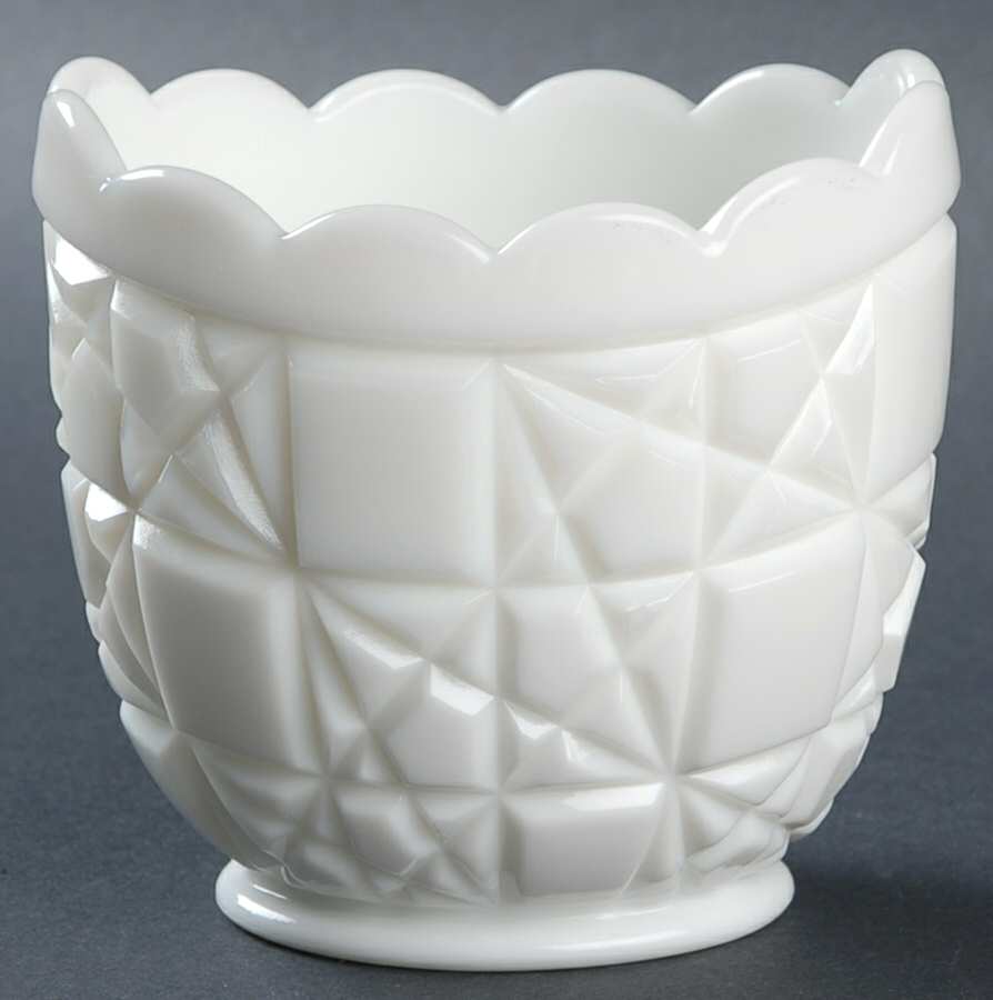 Block and Star Milk Glass 3" Flower Vase by Fenton-1