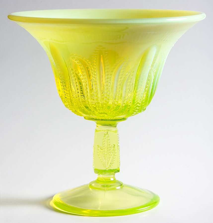 Cactus Topaz (Opalescent) Footed Open Nut Dish by Fenton-1