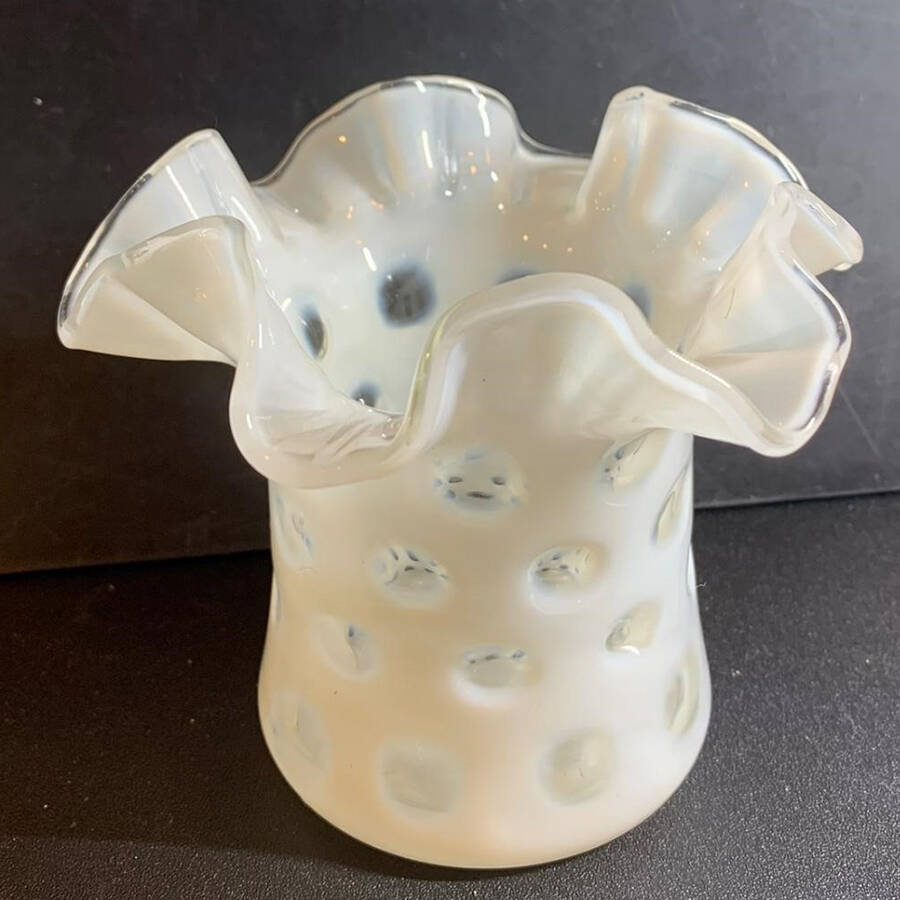 Coin Dot French (Opalescent) 3" Crimped Vase by Fenton-1